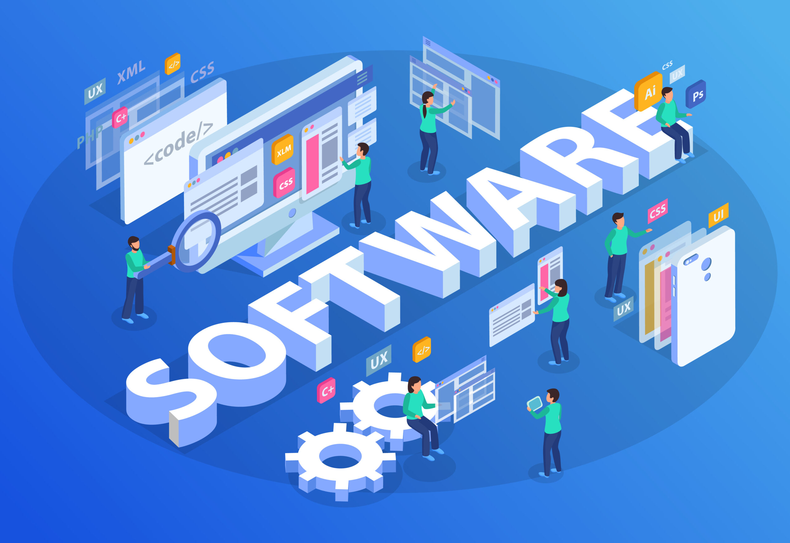 Web development isometric concept composition with label signs electronic devices people characters and screens with text vector illustration SSUCv3H4sIAAAAAAACA3VRTWvDMAz9K0LnsA92y70MBoOyDXYoOziyloo5VrCdtKXkv09OW9hlp0jWe08vT2fsXBbC9owSwpRLckU0YvvYIHspmsQFbB+WBnNxZcqcDWsducK9Tdf+JrI713dsccs6BkYjTZ21r5KJQ3CRdcq4NDfYB9M+atD+9B/0q0HXc6RT3WprEwd2q4mdjX4OhdNwdTSLZ72UbvJSS5yVXLD5U3Vsf6dDfe2TG/dCSWZOtfecyQr85A48zxx0HDgWkKwDlyQEpJF4LPYdRs1SI4KDlD0E13GALH3MYNaoJI2GNxUhzjCuOQDtXXJkXjO46MG2MRthVSh8LDAbUxP8PcEdbCx/1xl9s31feW8cPRsqwsv2Gb41DZZig+VYs8TmGupFK997Jq1Sc72D/thJl2X5BScJpHzwAQAA